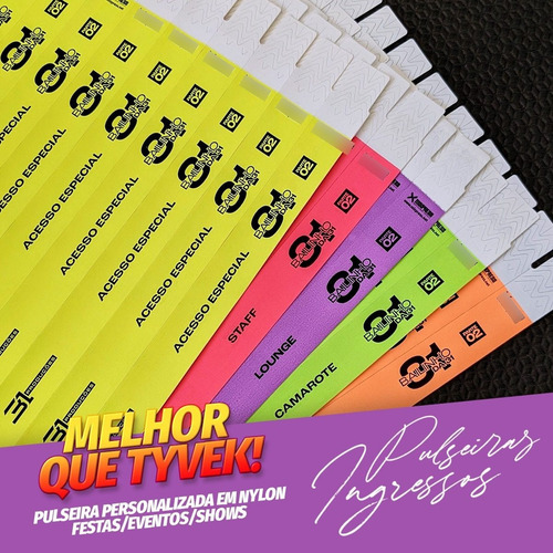 Imagem 1 de 6 de Pulseira Identificação Nylon Impressão Premium . 200 Unids