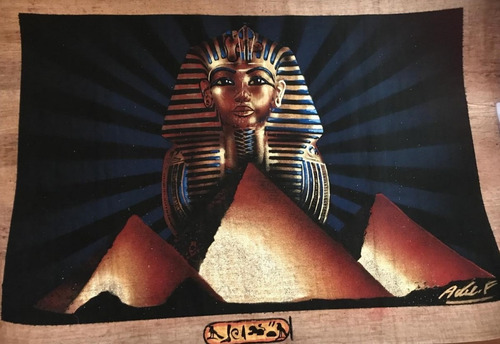 Papiro Egipcio Original Pintura Egipto Pirámides Tutankamón (Usado)