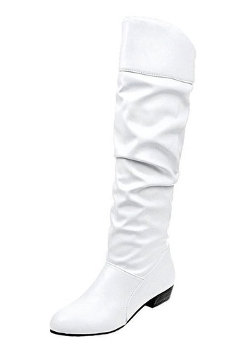 Botas De Cuero Blanco Mujer Otoño Invierno