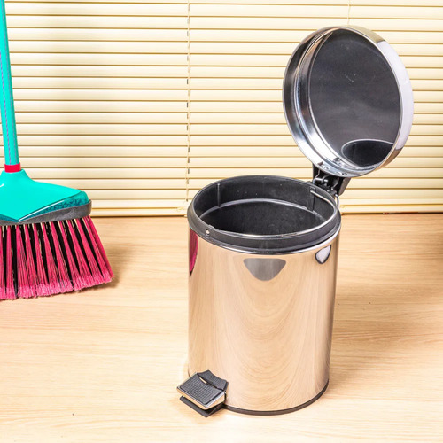 Lixeira Pedal Inox Cesto Removível Cozinha Banheiro 12l