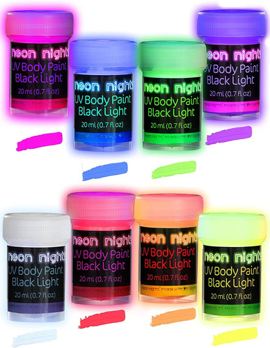 8 Pack Pintura Para Cuerpo Body Paint Neon Nigth Fluorecente