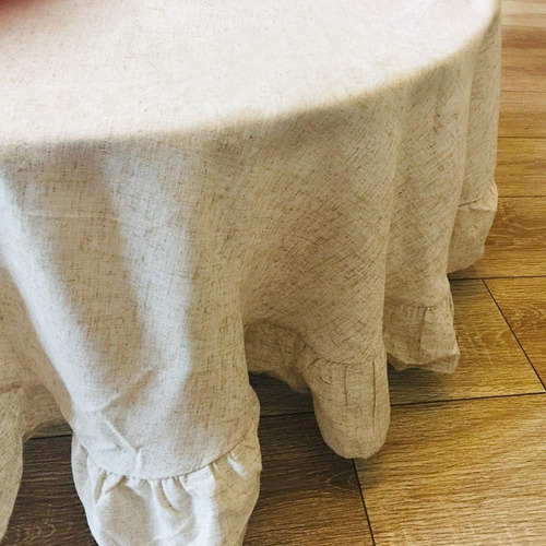 Mantel Redondo De Lino De Algodón Lavable, A Prueba De Polvo