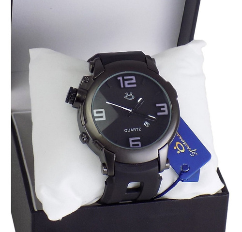 Relógio Original Masculino Preto Borracha Nf Caixa Garantia