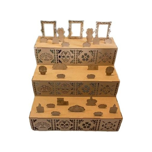 Altar Decorativo Día De Muertos Mdf 3 Niveles Ofrenda
