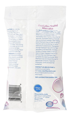 Shampoo Cap Cleanlife Products, Pacote Sem Enxágue Com 12