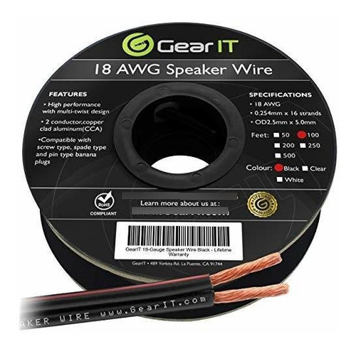 Pro Serie Cable Para Altavoz Calibre 18 Awg 100.0 Ft Color