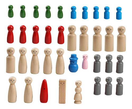 38 Figuras De Madera Con Clavijas Para Pintar Como