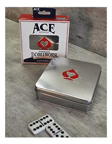 Lata Ace Double Six Dominó En Case, Color Blanco