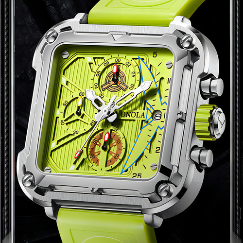 Reloj Cronógrafo Cuadrado Con Calendario De Cuarzo Onola Color Del Bisel Rose Black Black