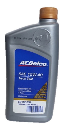Aceite Lubricante Acdelco 15w40 Mineral Motor A Diesel 2 Lt