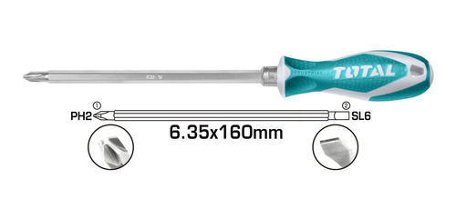 Destornillador 2 En 1 Sl6 Plano X Ph2 Total Tools Tht250206