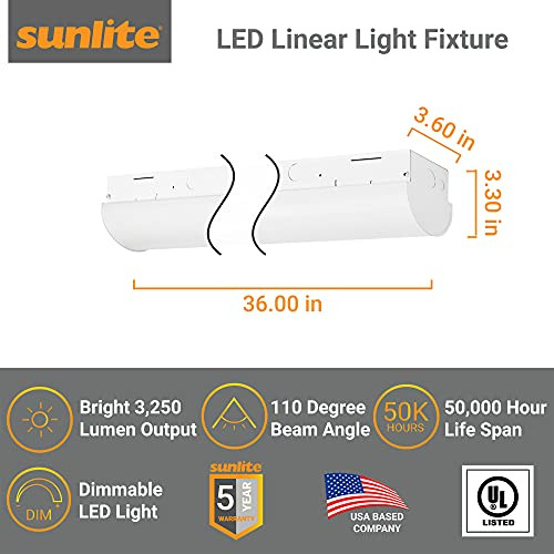 Luminaria Lineal De Tira Led De 3 Pies, 20 Vatios, 120-...