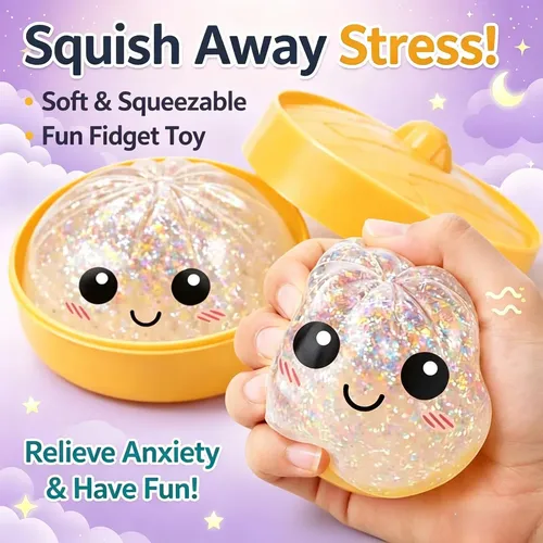 12 Squishy De Dumplings Con Purpurina, Juguetes Anti-Estrés Grandes Y Suaves Para Niños Y Adultos, Regalo Divertido
