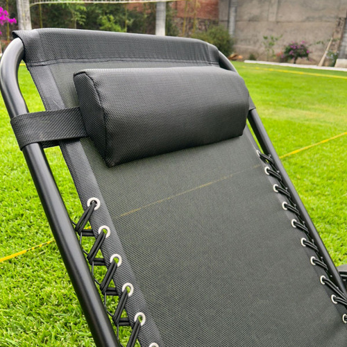 2 Sillas Camastro Gravedad Plegables Reclinable Jardín Playa Color Negro
