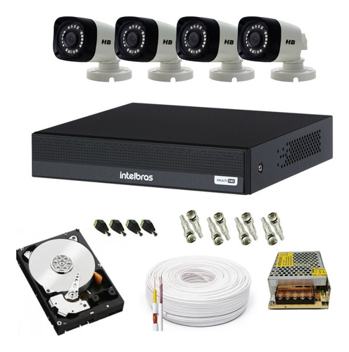 Kit Cftv 4 Câmeras Segurança Hb401 Dvr Intelbras Mhdx 1004-c