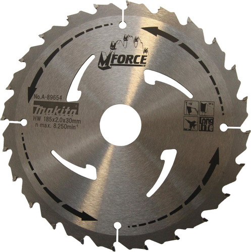 Hoja Sierra Makita Force 185mm 24d Apta Madera Clavo A-89654