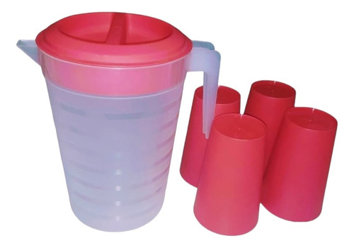 Jarra Con 4 Vasos De Plastico Set De 4 Juegos