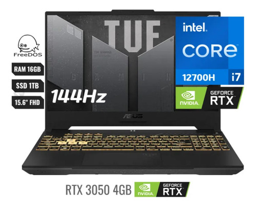 Portátil Asus Tuf Gaming F15/core I7/16gb Ram/15 Fhd/1tb/4gb