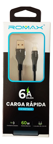 Cable Usb A Tipo V8 De 1.2m Nylon 6a Carga Rápida