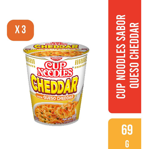 Cup Noodles Sabor Queso Cheddar 69gr Pack X3 Unidades