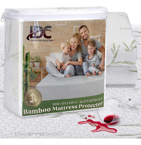 Hannah Linen Protector De Colchon De Bambu, 100% Impermeable