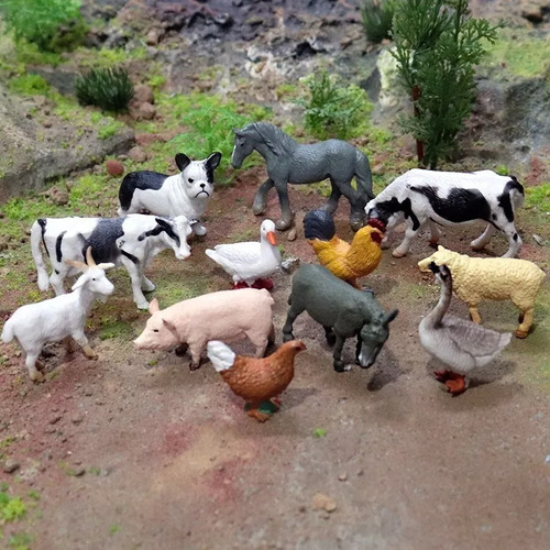 Kit Com 10 Miniaturas Animais De Brinquedo Zoo Fazenda