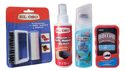 Kit Gel Limpiador P/ Tenis Oso + Kit De Gamuza Oso + Cepillo