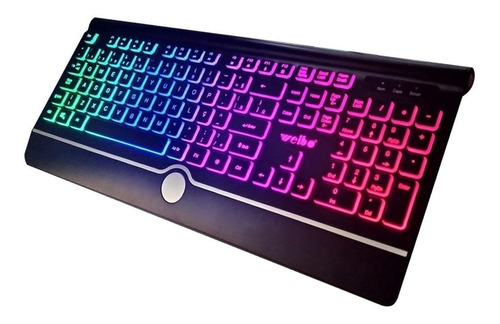 Teclado gamer Weibo QWERTY color negro con luz RGB