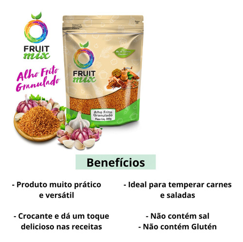 Imagem 2 de 7 de Alho Frito Crocante Granulado 300g Tempero Fruit Mix Premium