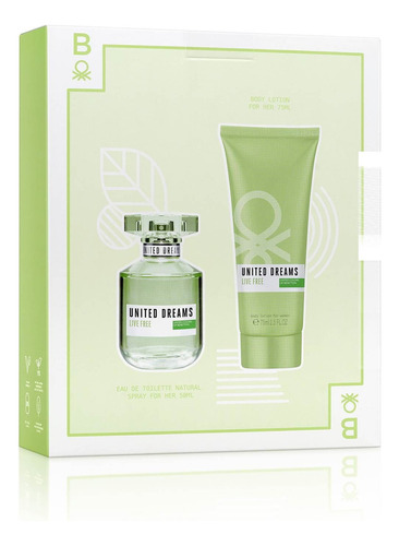 Set Benetton Live Free Women Edt 50 Ml + Body Lotion 75 Ml