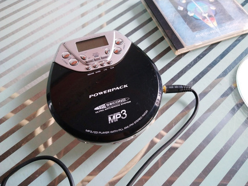 Cd Mp3 Player Powerpack Portátil Rádio Stereo 5 Volts Preto