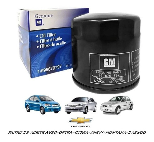 Filtro De Aceite Gm Aveo Optra Corsa Chevy Meriva Daewoo