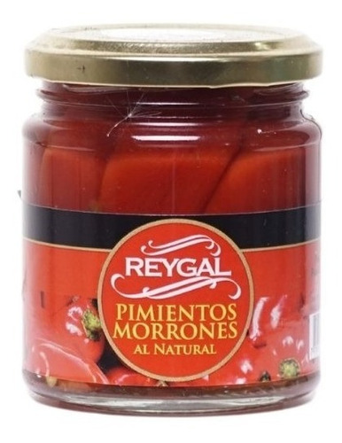 Pimientos Morrones Al Natural Reygal - Frasco 200 Gramos