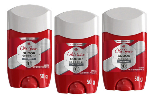 Pack X3 Desodorante Old Spice Barra Sudor Defense Seco 50g