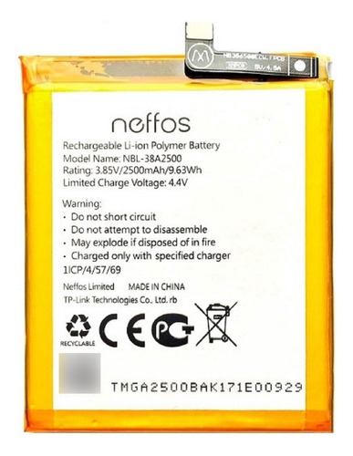 Bateria Celular Tp-link Neffos X1 Lite Nbl-38a2500 Tp904a