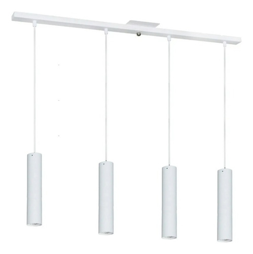 Colgantes 4 Luces Tubo 35cm Negra / Blanco+regleta C/ Lamp F