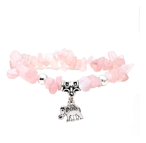 Pulsera Con Chip De Cristal Rosa Milakoo, Dijes De Elefante,