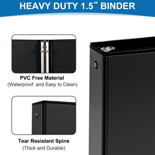 Binder Suqjoy 3 Anillas De 1.5 Pulgadas Con Cubierta Transpa
