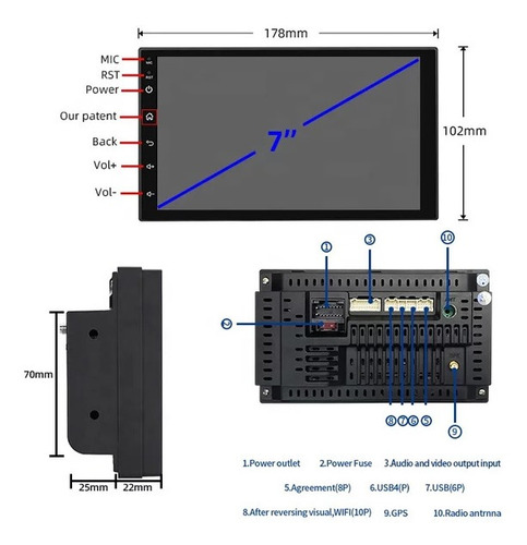 Radio Multimedia Android Pantalla 7 Gps Camara De Reversa