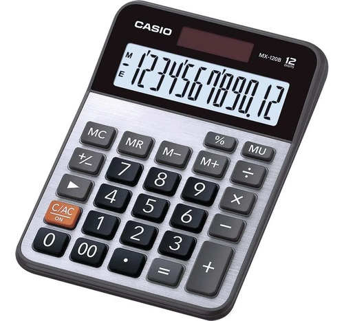 Calculadora de escritorio Casio MX-120b de 12 dígitos, color gris