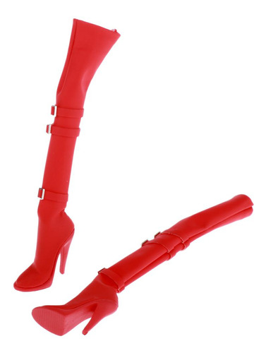 1/6 Botas Tacones Altos Adornos Para Modelo De Muñecos Rojo