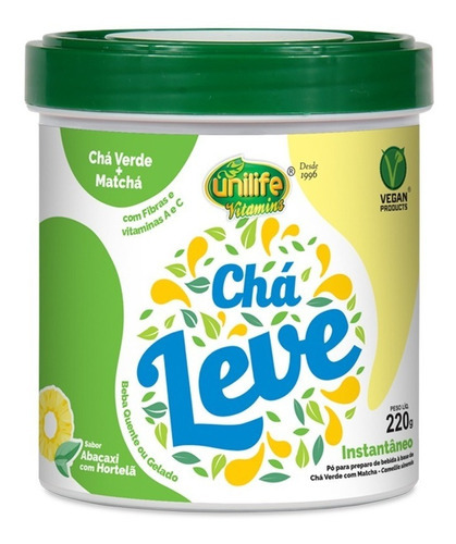 Chá Verde E Matcha Leve 220g Unilife Vitamins