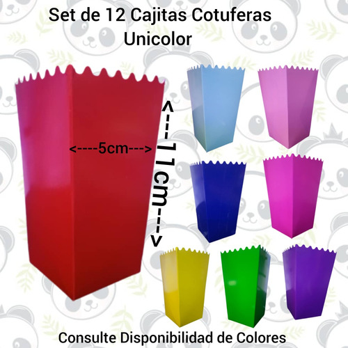 Set 12 Cajitas Pequeñas Cotuferas Unicolor Para Fiestas 