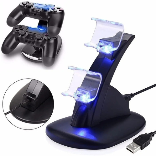 Cargador Dual Controles Play Ps4 Con Base Juegos Niños