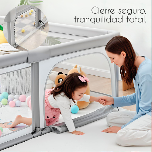 Corralito Bebé Plegable 123*123 Portátil Corral Para Juego Color Gris