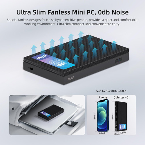 Mini Pc Mele Quieter4c Con Win 11 Pro 32gb Ram Lpddr5