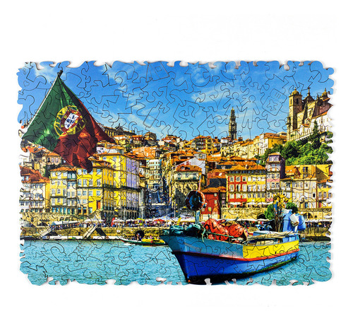 Quebra-cabeça De Madeira Porto Com Peças Especiais Puzi
