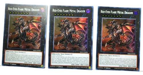 Set 3 Red Eyes Flare Metal Dragon Super Rare Ra01 Yugioh!