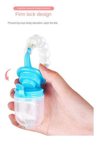 Chupete Frutas Y Verduras Bebé Con Tapa Silicona Mordillo Celeste2 M