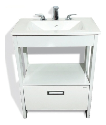 Vanitory Mueble Baño Laqueado Marmoreo Eiko 50 Cajón Blanco